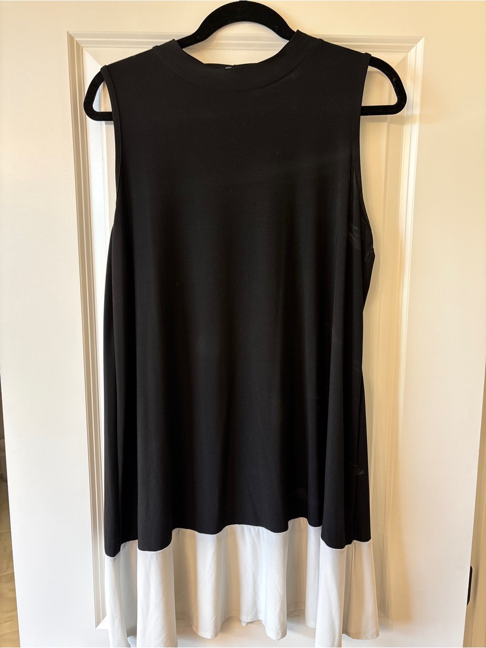 Annalee Black Tank with White Contrast Hem